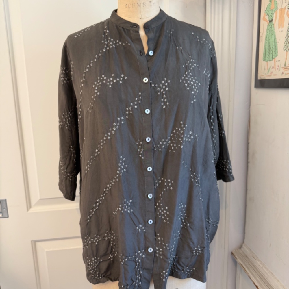11.11 eleven eleven silk blouse with bandhani shibori dyed pattern